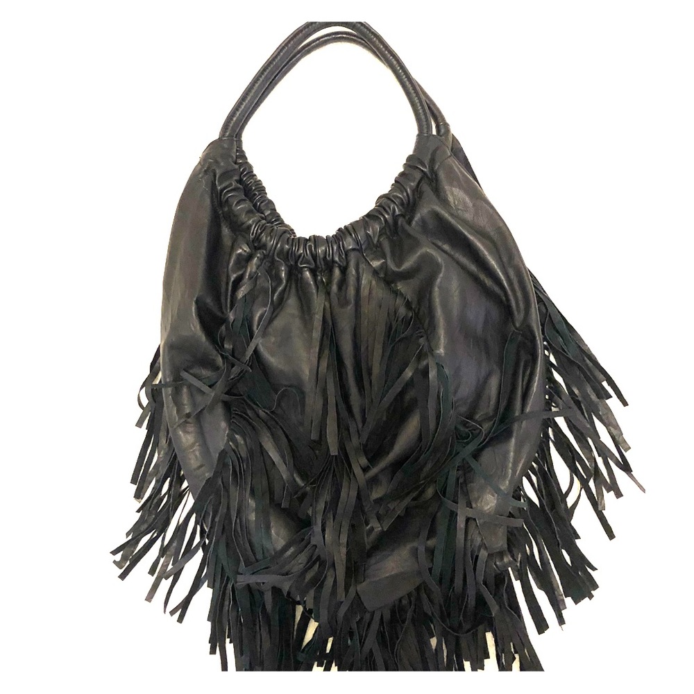 Fringe real leather Catherine Malandrino hobo bag